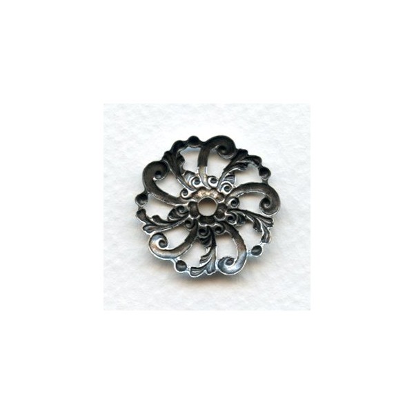 Swirls and Floral Dapt Filigree Oxidized Silver 24mm (6) - Image 2