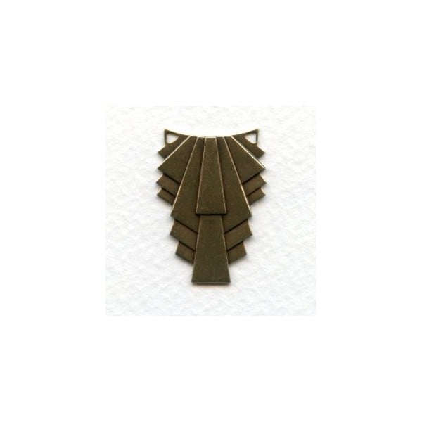 Art Deco Style Connectors Oxidized Brass 30x22mm (2)