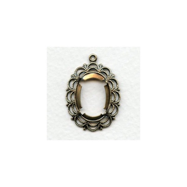 Filigree Open Back Settings 18x13mm Oxidized Brass (6)