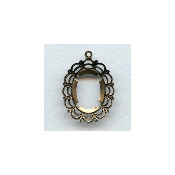 Filigree Open Back Settings 18x13mm Oxidized Brass (6) - Image 2