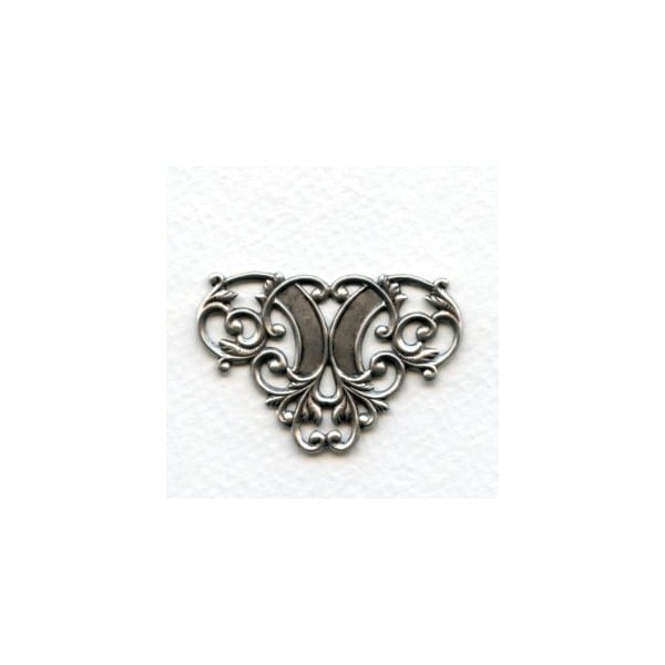 Floral Ornamental Openwork Stampings Oxidized Silver Triangle (4)