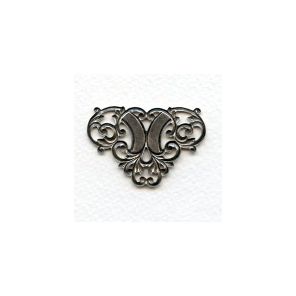 Floral Ornamental Openwork Stampings Oxidized Silver Triangle (4) - Image 2