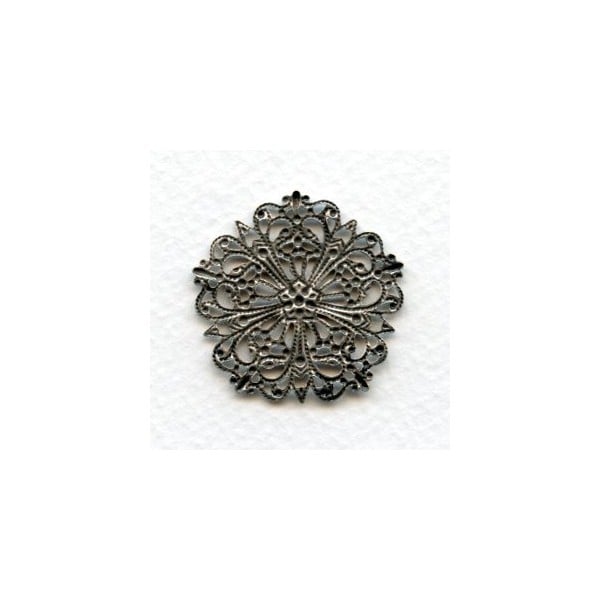 Ornate Round Flat Filigree Oxidized Silver 31mm (3) - Image 2
