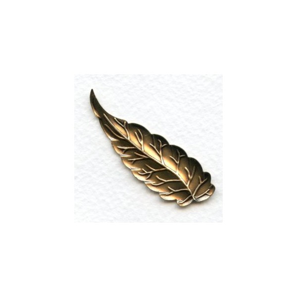Long Slender Leaf Stamping Oxidized Brass 51mm (6) - Image 2