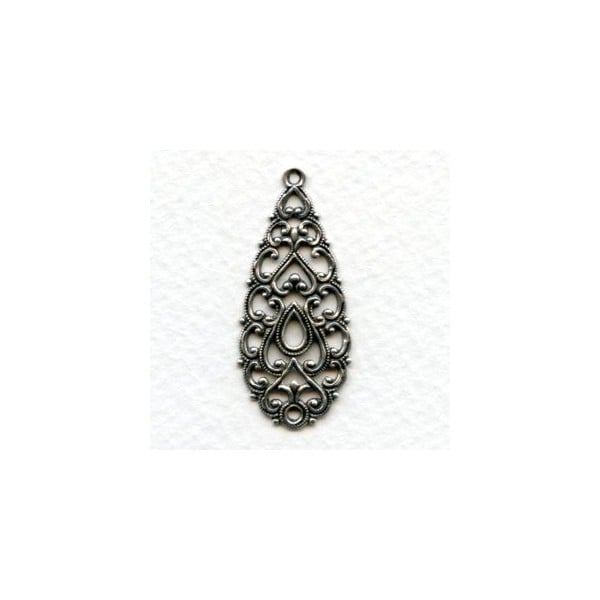 European Filigree Pendant 38mm Oxidized Silver (1)