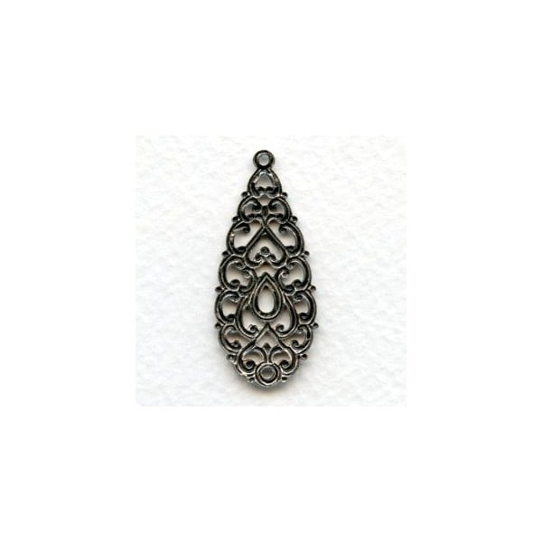 European Filigree Pendant 38mm Oxidized Silver (1) - Image 2