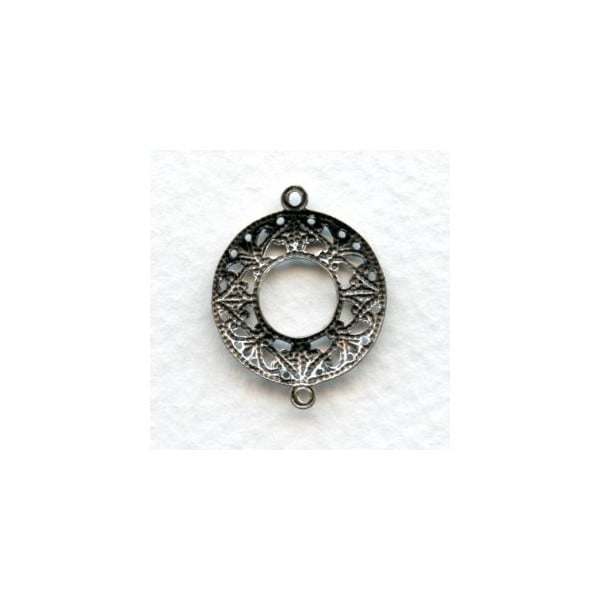 Filigree Connector Hoops 2 Loops Oxidized Silver (6) - Image 2
