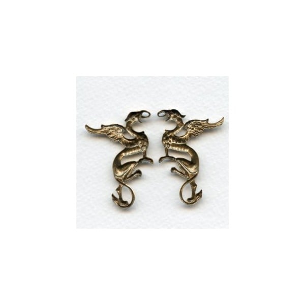 Medieval Style Griffin Stampings Oxidized Brass (1 set) - Image 3