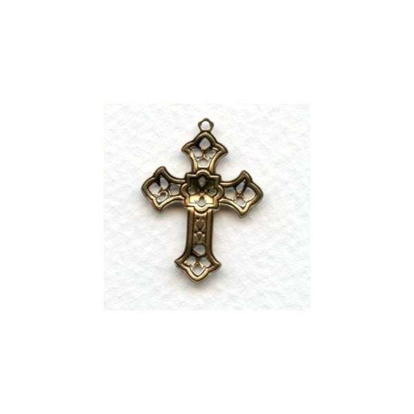 Filigree Cross Pendants Oxidized Brass 26mm (12) - Image 2