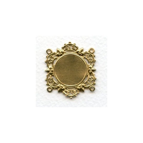 Filigree Edge 18mm Setting Connectors 4-Loops Raw Brass (3)