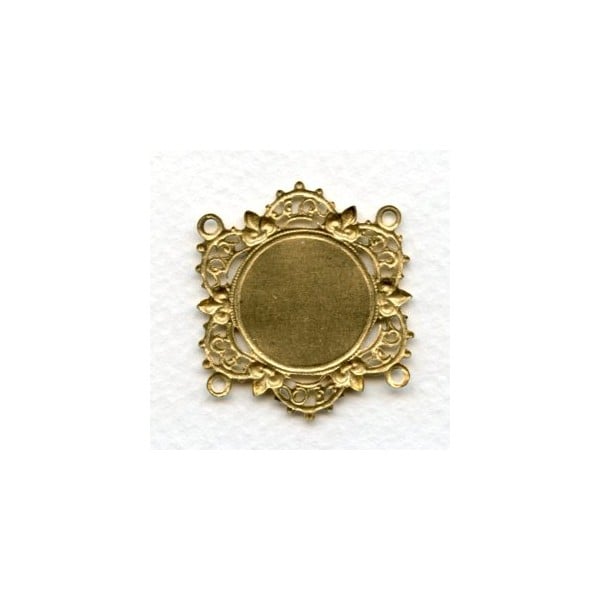 Filigree Edge 18mm Setting Connectors 4-Loops Raw Brass (3) - Image 2