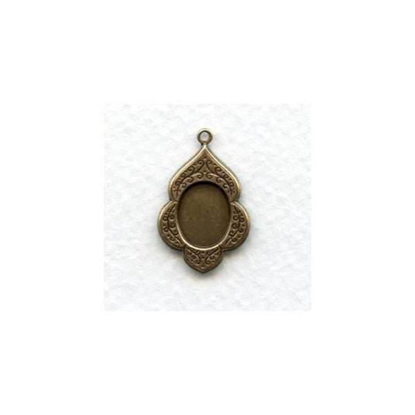 Floral Border 10x8mm Pendant Settings Oxidized Brass (12) - Image 2