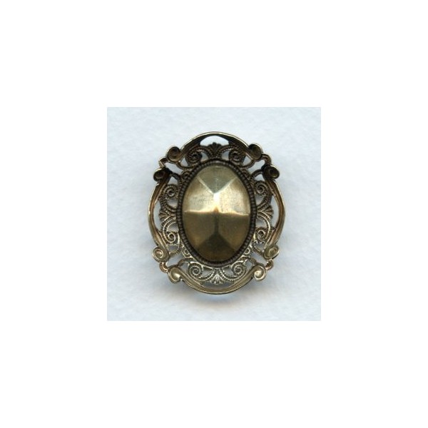 Filigree Edge 18x13mm Oval Setting Oxidized Brass (1) - Image 2