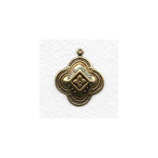 Quatrefoil Medallion Pendants 23mm Oxidized Brass (6)