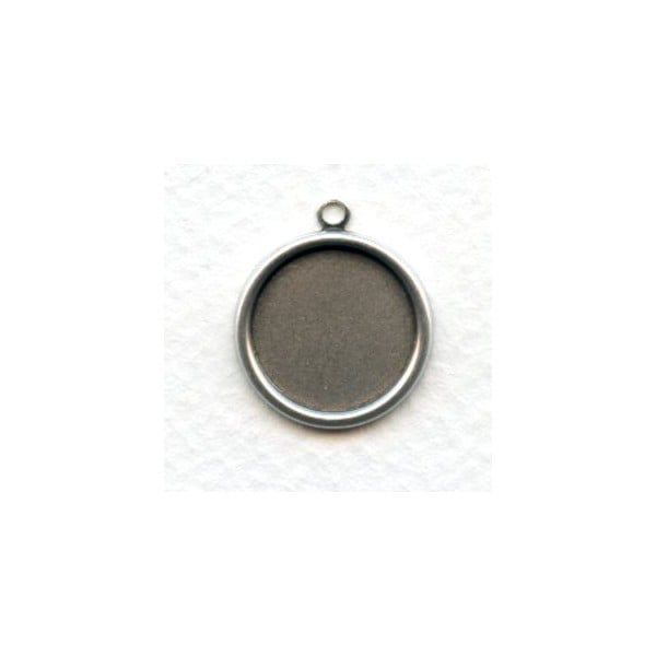 Simple 15mm Settings with 1 Loop Oxidized Silver (6)