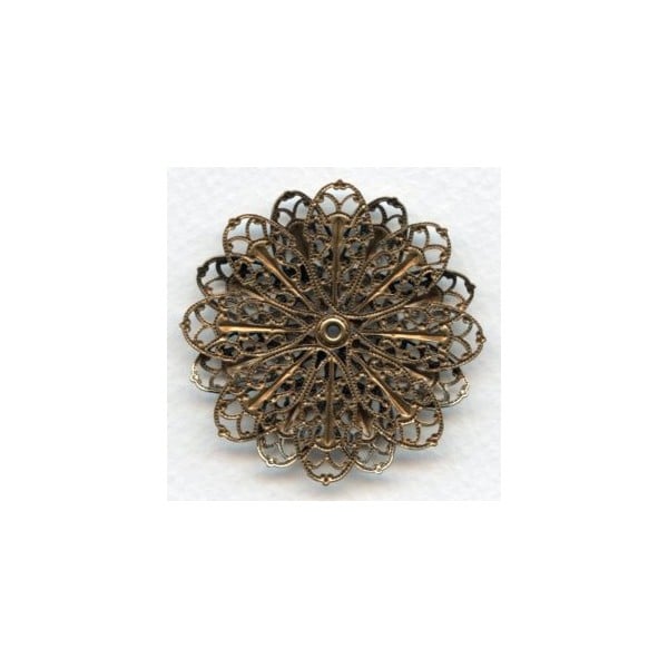 Double Filigree Flower 47mm Oxidized Brass (1) - Image 2