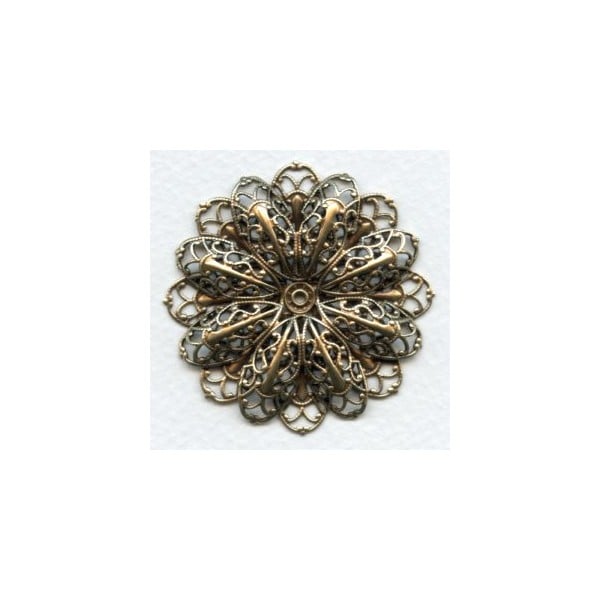 Double Filigree Flower 47mm Oxidized Brass (1)