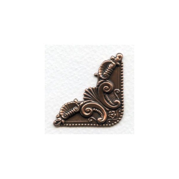 Ornate Corner Flourish Oxidized Copper Stampings (4)