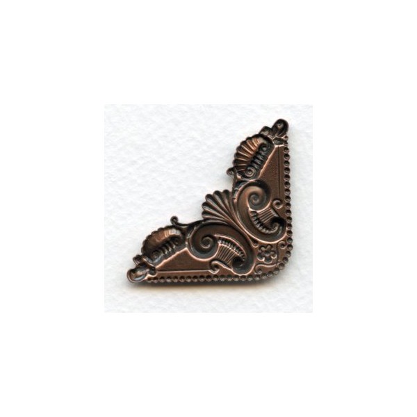 Ornate Corner Flourish Oxidized Copper Stampings (4) - Image 2