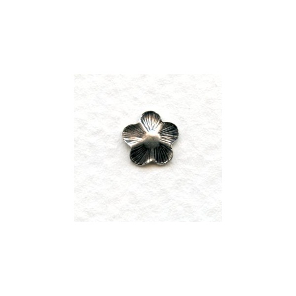 Tiny Flowers 7mm Oxidized Silver with Textured Petals (24) - Image 2
