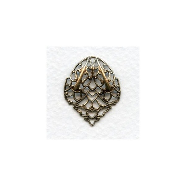 Ornate Filigree Connector Fans 27mm Oxidized Brass (4)