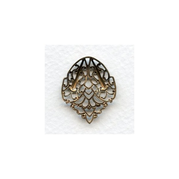 Ornate Filigree Connector Fans 27mm Oxidized Brass (4) - Image 2