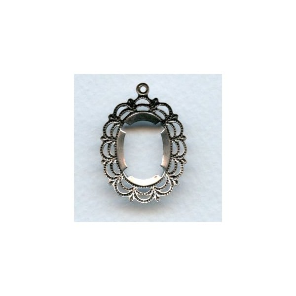 Filigree Open Back 18x13mm Settings Oxidized Silver (6) - Image 2