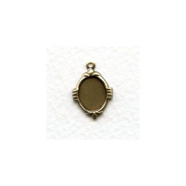 Elegant Setting Pendants 10x8mm Oxidized Brass (12)