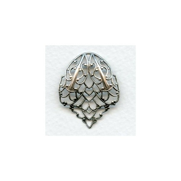 Ornate Filigree Connector Fans 27mm Oxidized Silver (4)