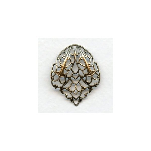 Ornate Filigree Connector Fans 32mm Oxidized Brass (2)