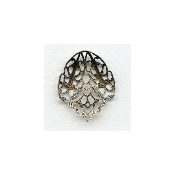Ornate Filigree Connector Fans 32mm Oxidized Brass (2) - Image 2