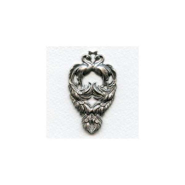 Two Peacocks Medallion Oxidized Silver 55mm (1)