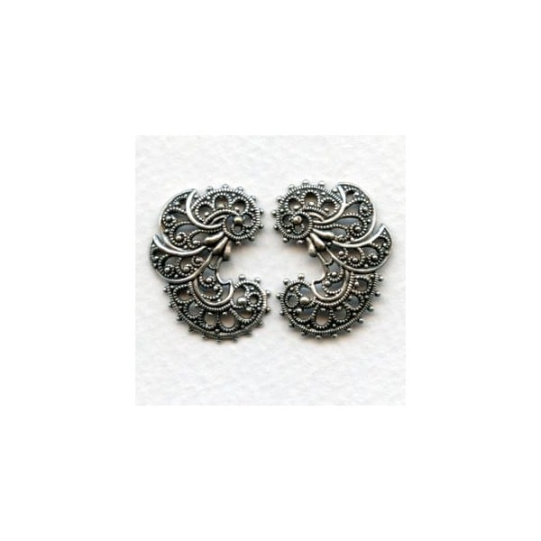 Elegant German Made Filigree Flourishes Oxidized Silver (2)