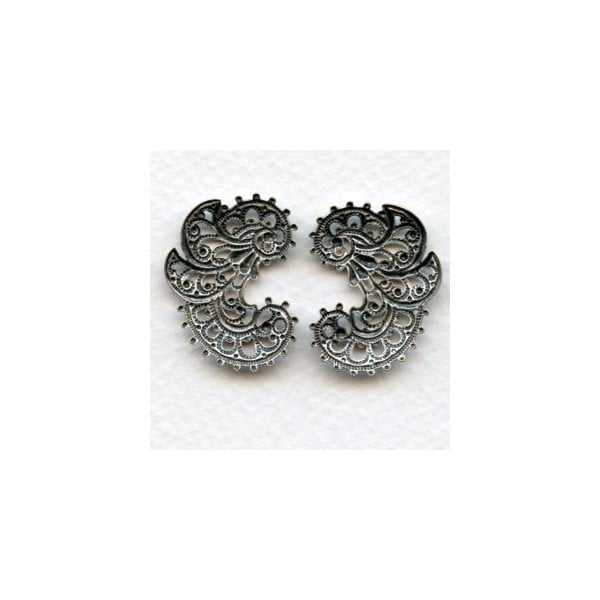 Elegant German Made Filigree Flourishes Oxidized Silver (2) - Image 2