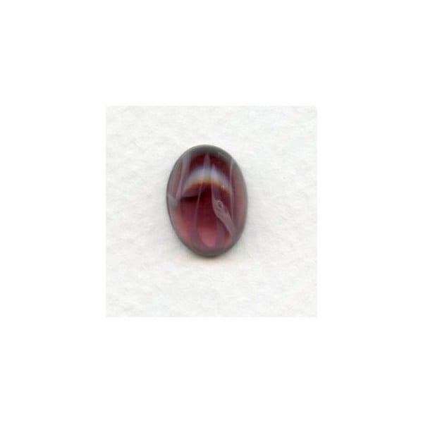 Vintage 14x10mm Oval Glass Cabochons Amethyst Swirls (2)