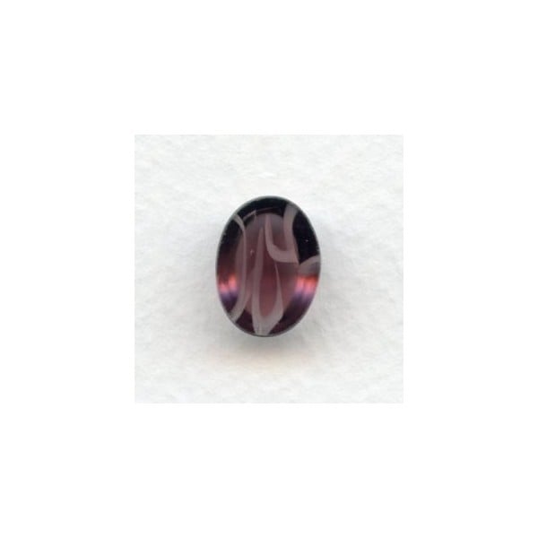 Vintage 14x10mm Oval Glass Cabochons Amethyst Swirls (2) - Image 2