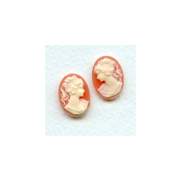 Cameos Girl in a Ponytail 18x13mm Ivory on Carnelian (3R-3L)