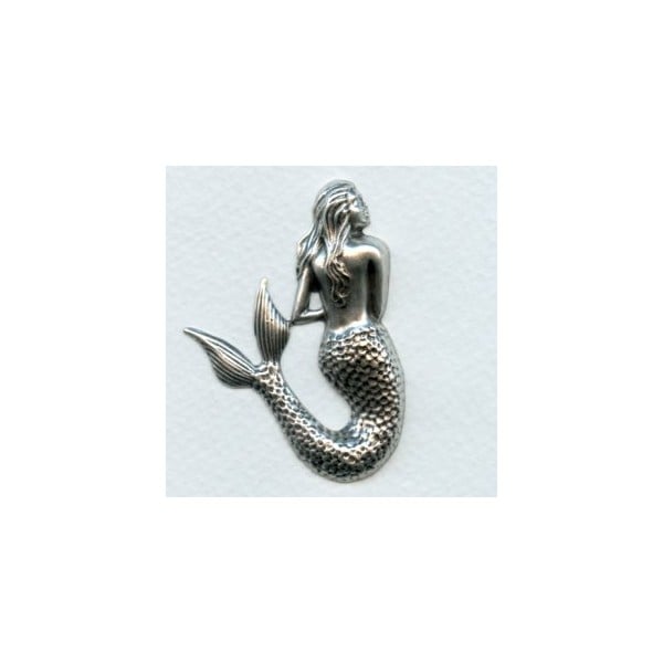 Large Mermaid Stampings Oxidized Silver 53mm (2)