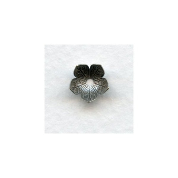 Leaf Embossed Bead Caps 8mm Oxidized Silver (12) - Image 3