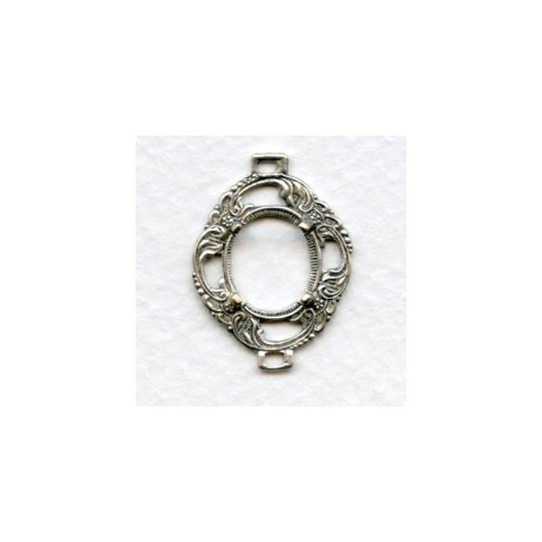 Delicate Openwork 12x10mm Setting Connector Oxidized Silver (1)
