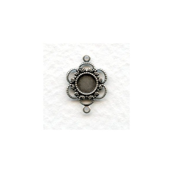 Filigree Connector 5mm Settings Oxidized Silver (12)