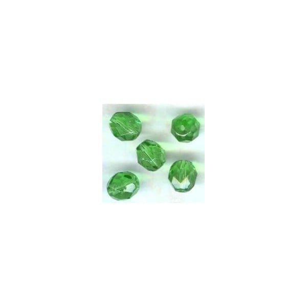 ^Light Emerald Fire Polished Round Faceted Beads 8mm