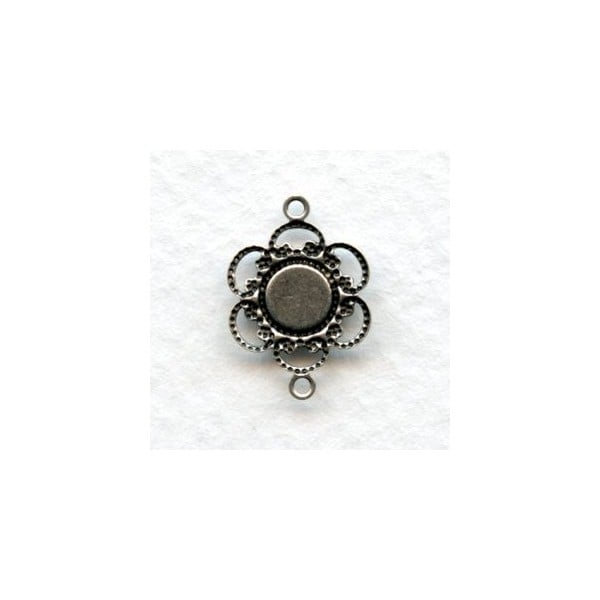 Filigree Connector 5mm Settings Oxidized Silver (12) - Image 2