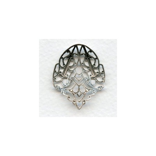 Ornate Filigree Connector Fans 32mm Oxidized Silver (2) - Image 2