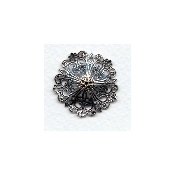 Round Flower Shaped 29mm Filigree Oxidized Silver (3) - Image 2