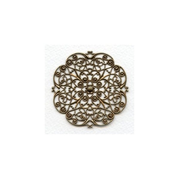 Ornate Flat Filigree 63mm Oxidized Brass (1)