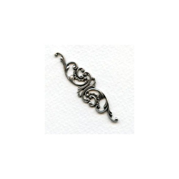 Elegant Filigree Scrollwork 63mm Oxidized Silver (1)