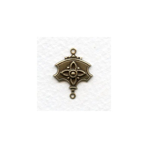 Shield Shape 21mm Oxidized Brass Connectors (6)