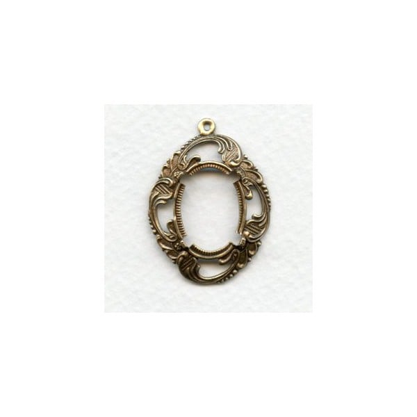 Floral Edge Pendant Setting 18x13mm Oxidized Brass (1)