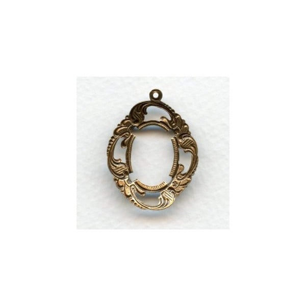 Floral Edge Pendant Setting 18x13mm Oxidized Brass (1) - Image 2